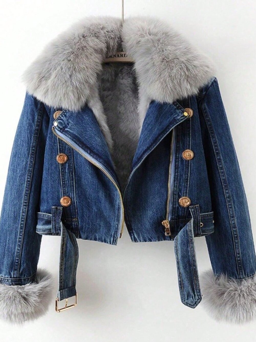 Medium Wash Casual Women's Faux Coat